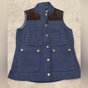 Vineyard Vines Blue Quilted Vest with Brown Details